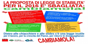 Volantino unitario sulla legge di stabilità