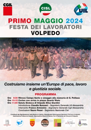 1° maggio: la festa provinciale dei lavoratori di CGIL, CISL e UIL sarà a Volpedo