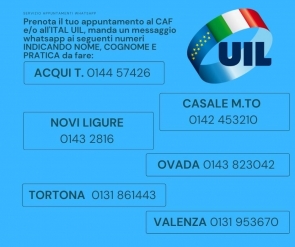 Servizio WhatsApp per prenotazione appuntamenti CAF e ITAL UIL nelle sedi della provincia