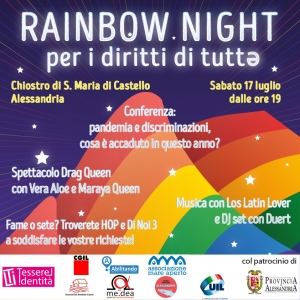 Rainbow night - Per i diritti di tuttƏ: sabato serata al Chiostro Santa Maria di castello di Alessandria