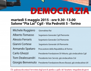 Convegno Terrorismo vs Democrazia il 5 maggio a Torino