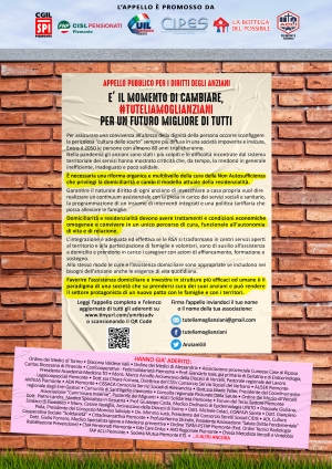 SPI CGIL Piemonte, FNP CISL Piemonte e UILP Piemonte sostengono la campagna #Tuteliamoglianziani