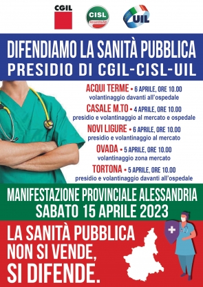 Presidii e volantinaggio di CGIL, CISL e UIL a livello provinciale a difesa della sanità pubblica, in vista della manifestazione del prossimo 15 aprile
