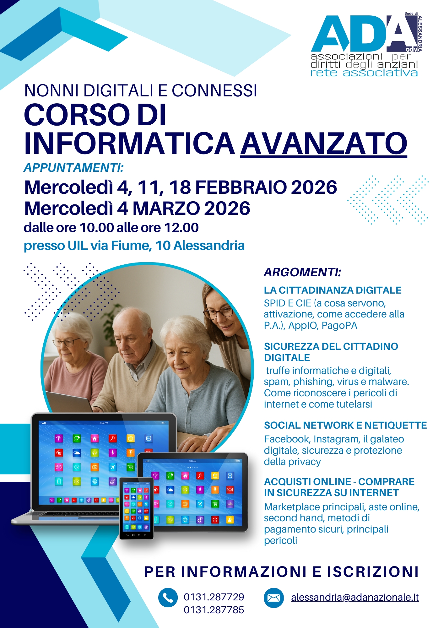 Aperte le iscrizioni per il corso di informativa avanzato per Nonni Digitali