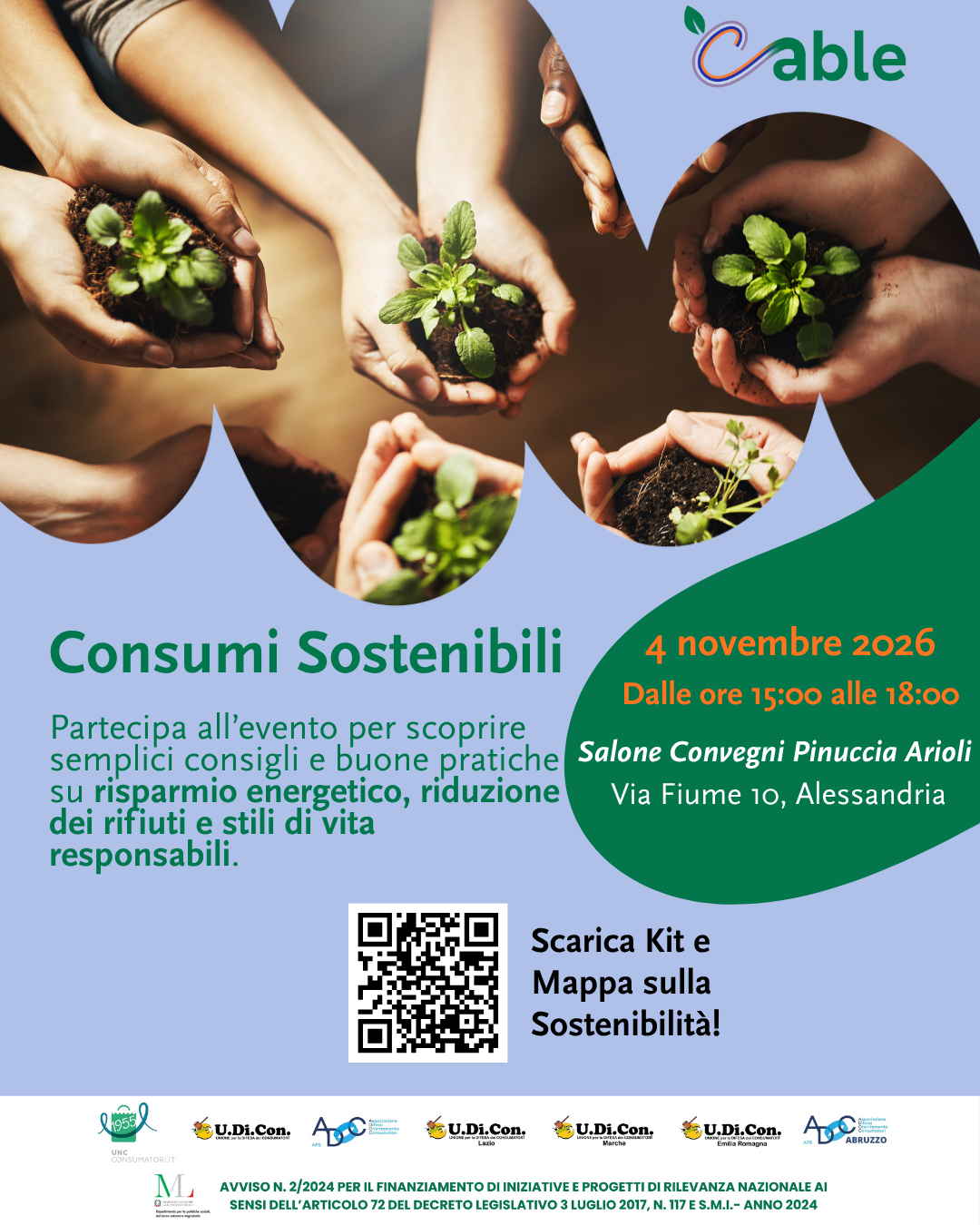 Convegno progetto CABLE il prossimo 4 novembre: buone pratiche per risparmiare energia, ridurre rifiuti e acquisire stili di vita responsabili